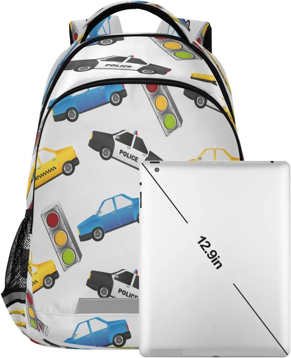 Cars Taxis Backpack for Girls Kids Boys School Bookbags, Student Laptop Backpack Carrying Bag Casual Lightweight Travel Sports Day Packs