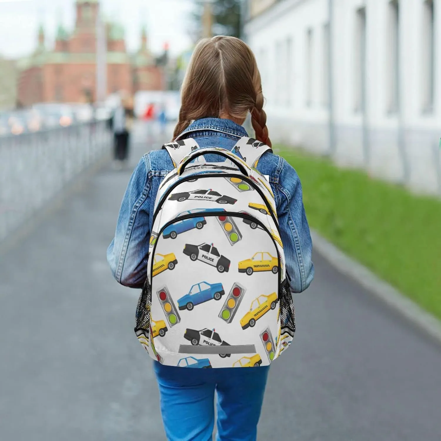 Cars Taxis Backpack for Girls Kids Boys School Bookbags, Student Laptop Backpack Carrying Bag Casual Lightweight Travel Sports Day Packs