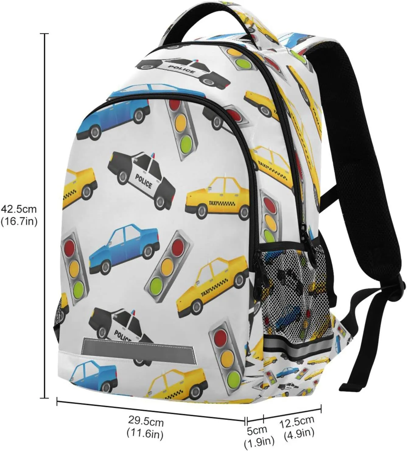 Cars Taxis Backpack for Girls Kids Boys School Bookbags, Student Laptop Backpack Carrying Bag Casual Lightweight Travel Sports Day Packs