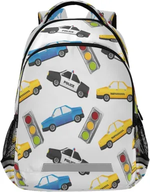 Cars Taxis Backpack for Girls Kids Boys School Bookbags, Student Laptop Backpack Carrying Bag Casual Lightweight Travel Sports Day Packs