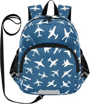 Cartoon Airplane Preschool Backpack Travel Daycare Bookbag School Backpack with Traction Rope for Kids 3-6