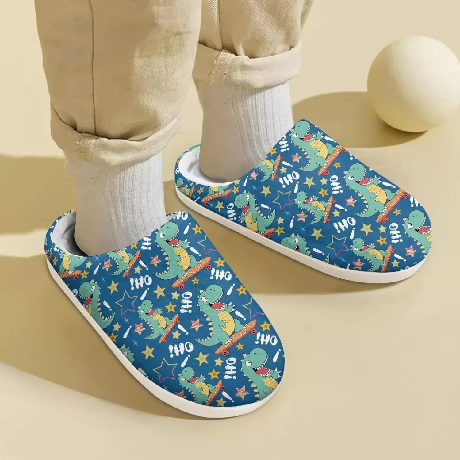 Cartoon Animal Children's Warm Plush Slippers for Little Kids Girls Boys Lightweight Winter Indoor House Slippers Soft Home Shoes SizeUS 9-15