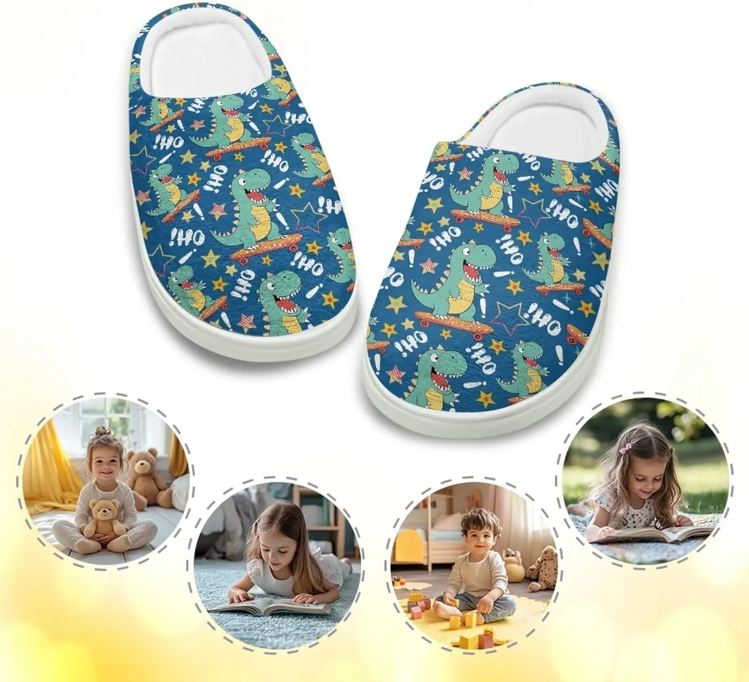 Cartoon Animal Children's Warm Plush Slippers for Little Kids Girls Boys Lightweight Winter Indoor House Slippers Soft Home Shoes SizeUS 9-15