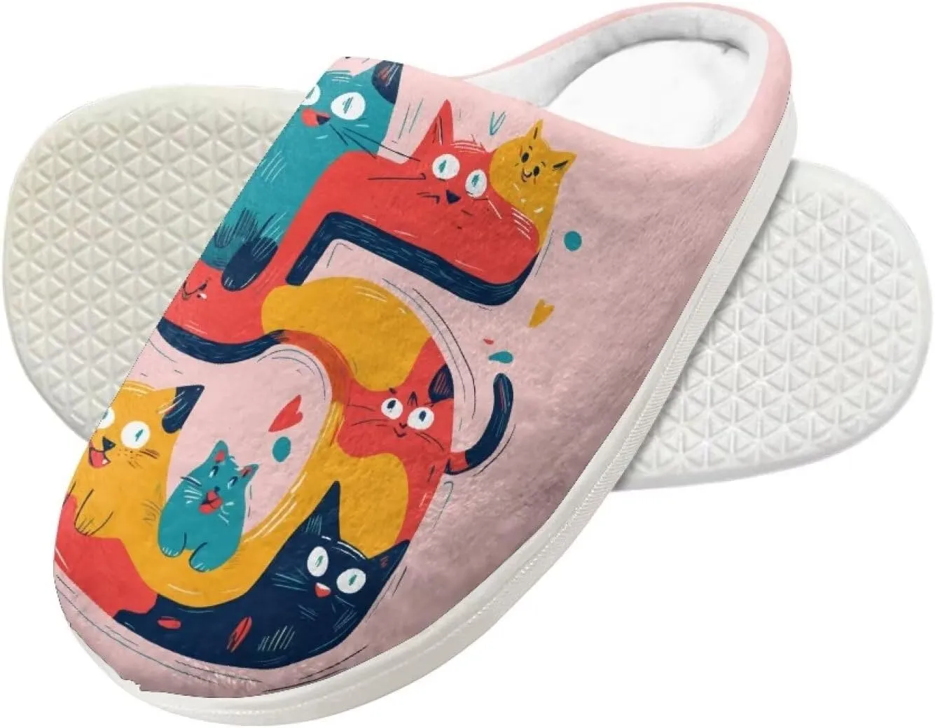 Cartoon Children's Plush Cozy House Slippers for Little Kids Girls Boys Non-Slip Soft Slipper Lightweight Slip On Warm Fluffy Indoor Outdoor Winter Shoes US Size 9-15