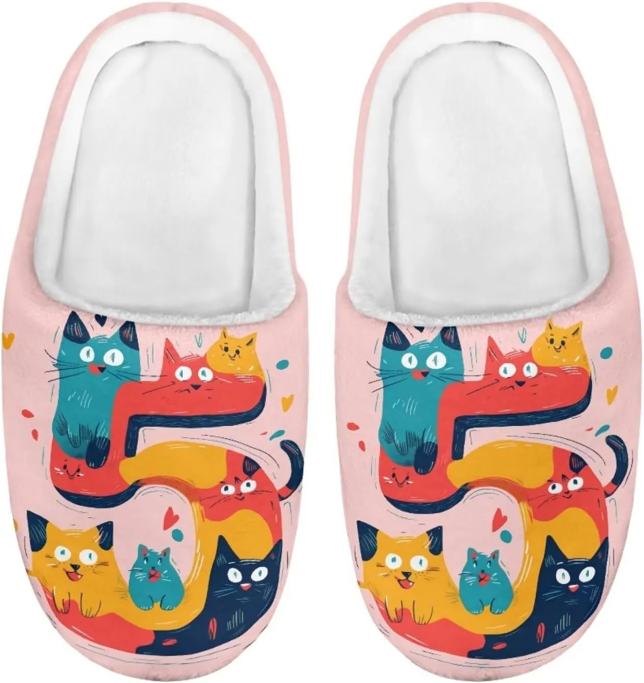 Cartoon Children's Plush Cozy House Slippers for Little Kids Girls Boys Non-Slip Soft Slipper Lightweight Slip On Warm Fluffy Indoor Outdoor Winter Shoes US Size 9-15