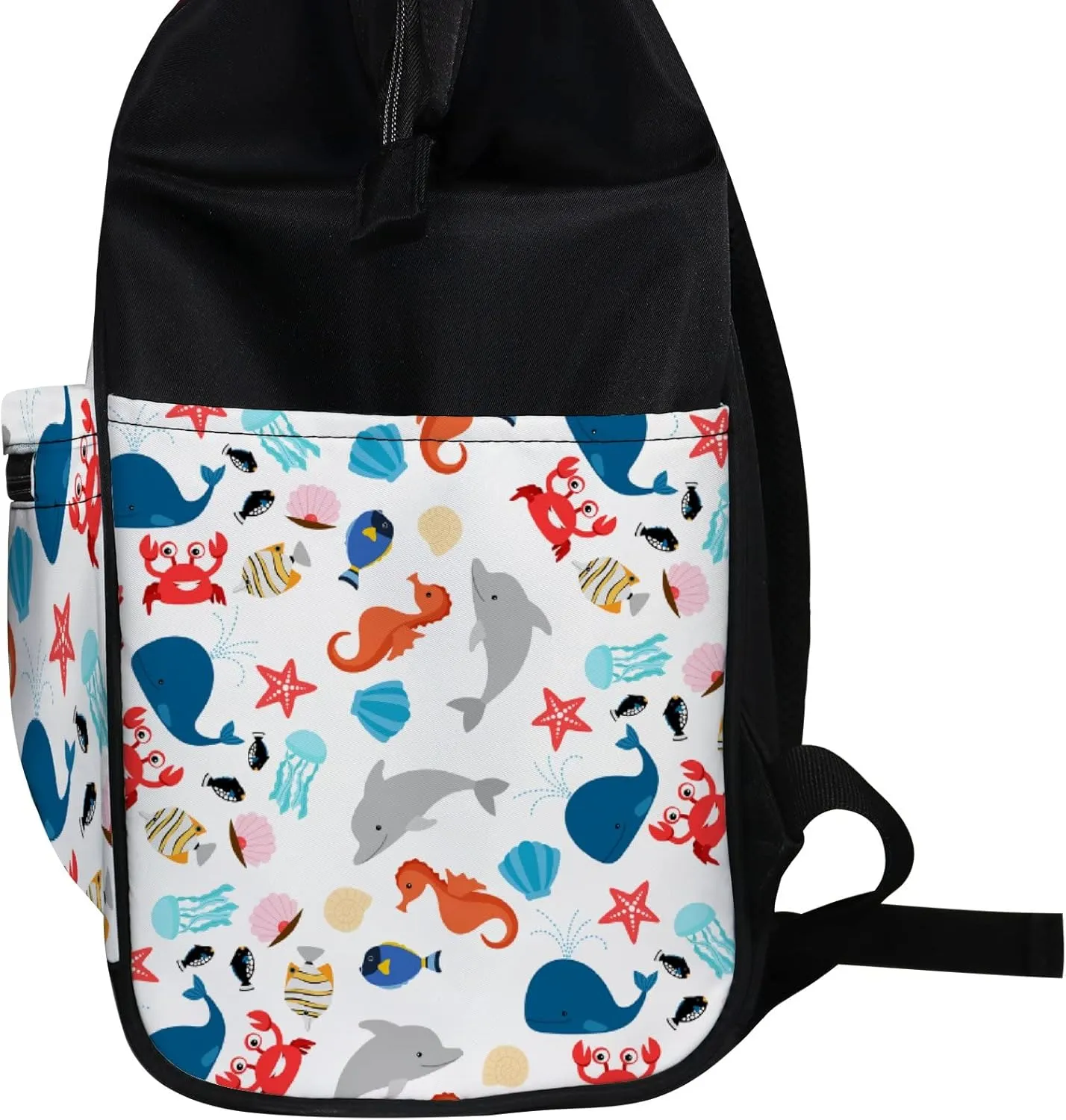 Cartoon Colorful Sea Animal Diaper Bag Backpack Waterproof Backpack Baby Nappy Changing Bag for Travel Large Capacity Durable and Stylish for Woman
