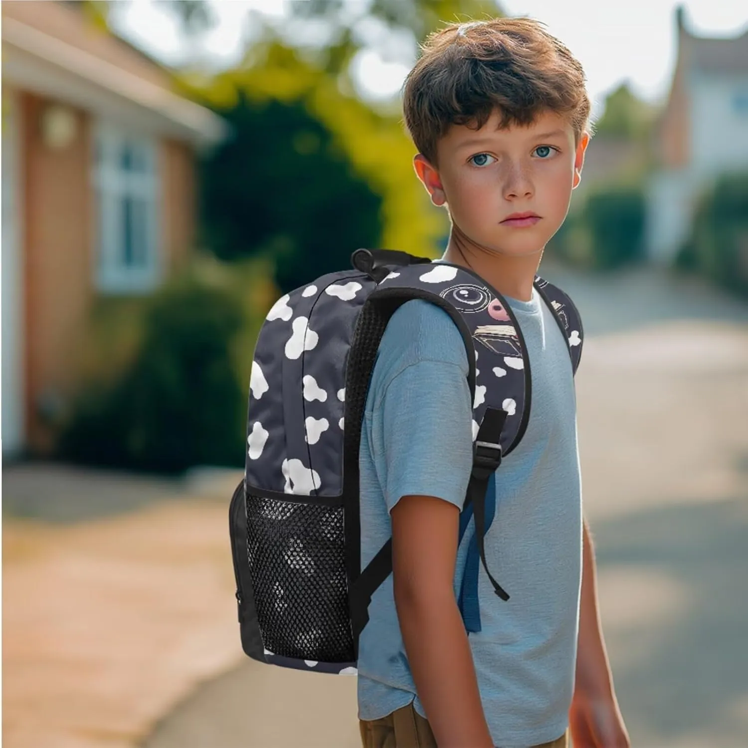 Cartoon Cow Print Backpack for Kids 3 PCS Bookbag Organizers Schoolbag with Lunch Bag Pen Case Set Kids Toddler Kindergarten Backpack Student Bookbag