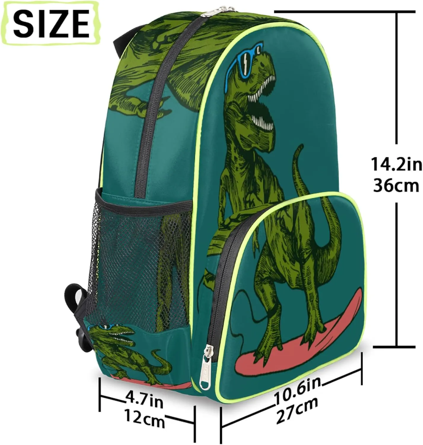 Cartoon Dinosaur Kids Backpack for Boys Girls, Skateboard Dinosaur Toddler Backpack School Bag Bookbag Travel Children Bag, Nursery Junior Primary Student Preschool Backpack With Chest Strap