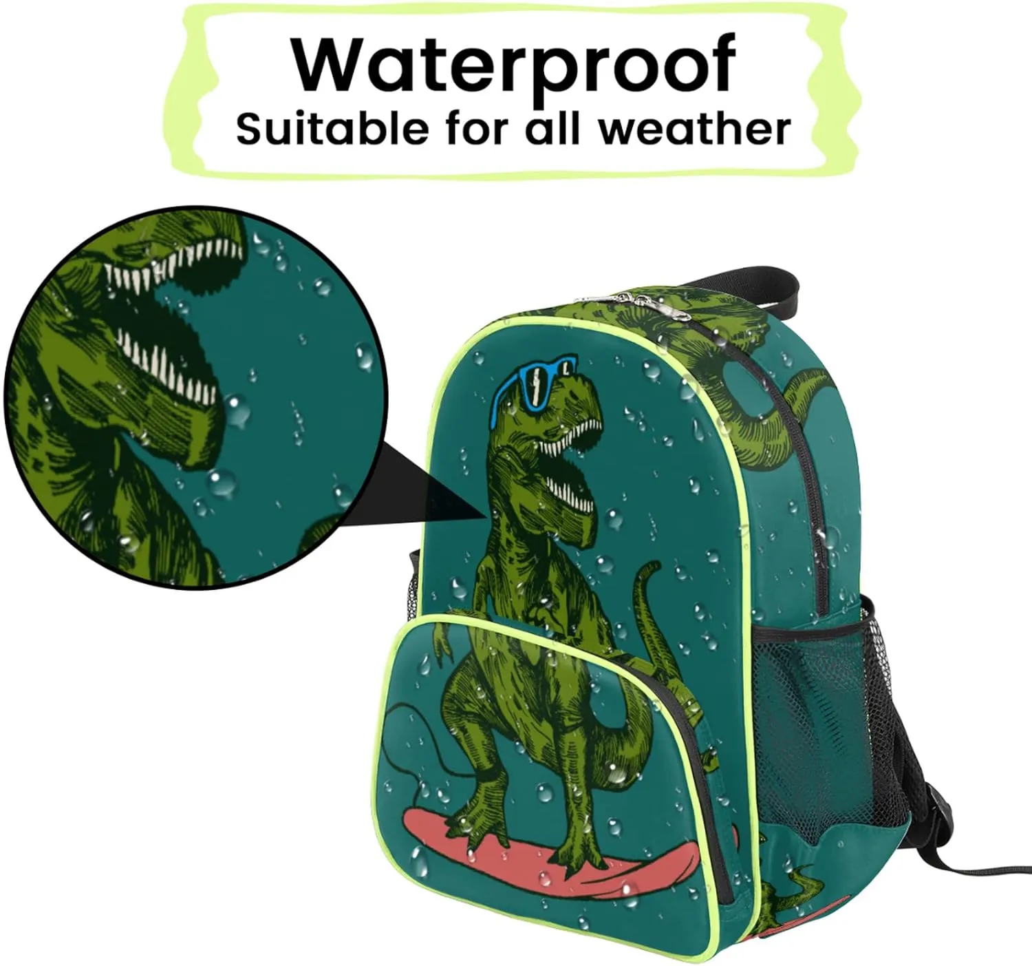 Cartoon Dinosaur Kids Backpack for Boys Girls, Skateboard Dinosaur Toddler Backpack School Bag Bookbag Travel Children Bag, Nursery Junior Primary Student Preschool Backpack With Chest Strap