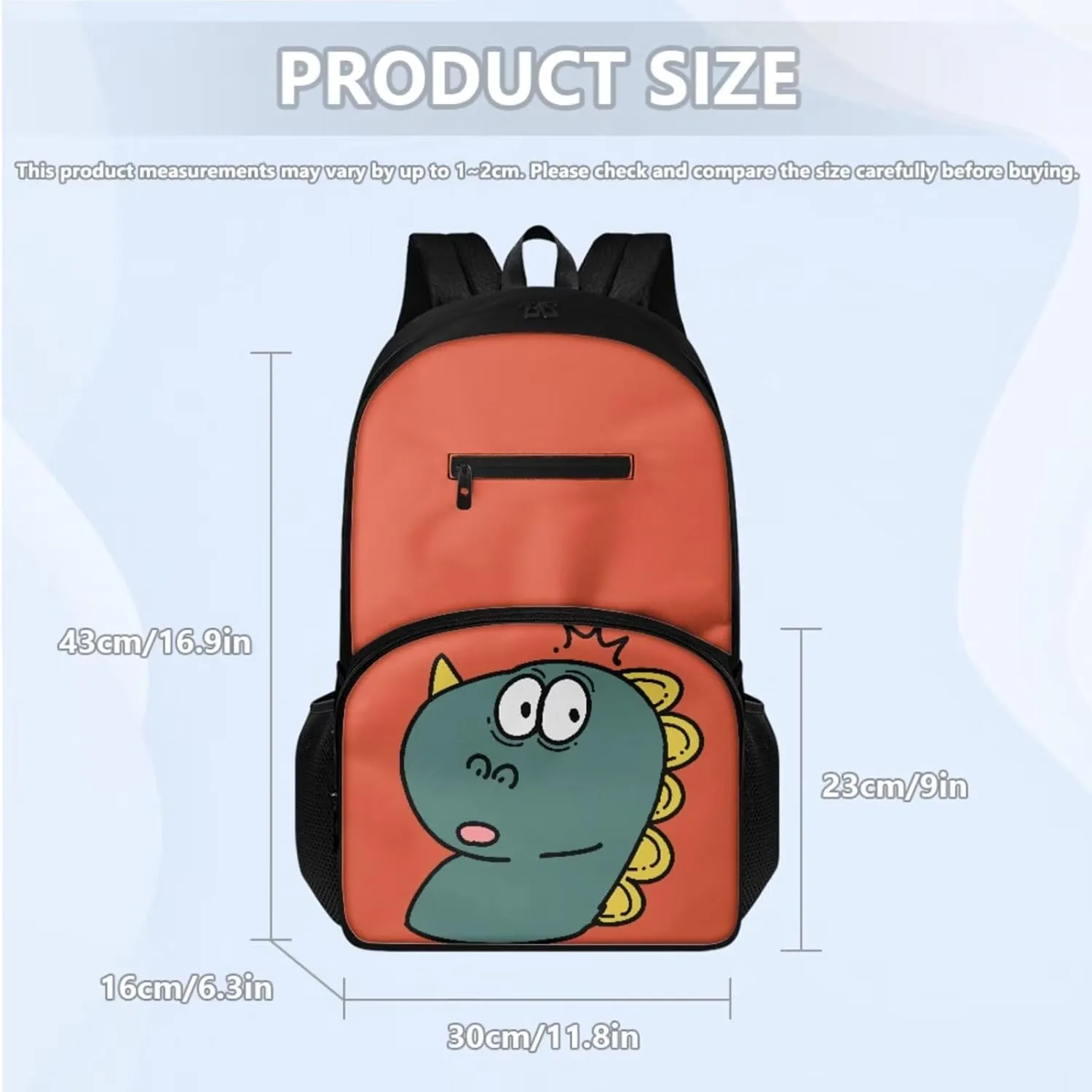 Cartoon Dinosaur Tail Print 3pcs School Backpack Set with Lunch Box & Pencil Case, Lightweight 16.9 Inch Durable Backpack, Tote Bag with Shoulder Strap, Ideal for School Travel Picnic