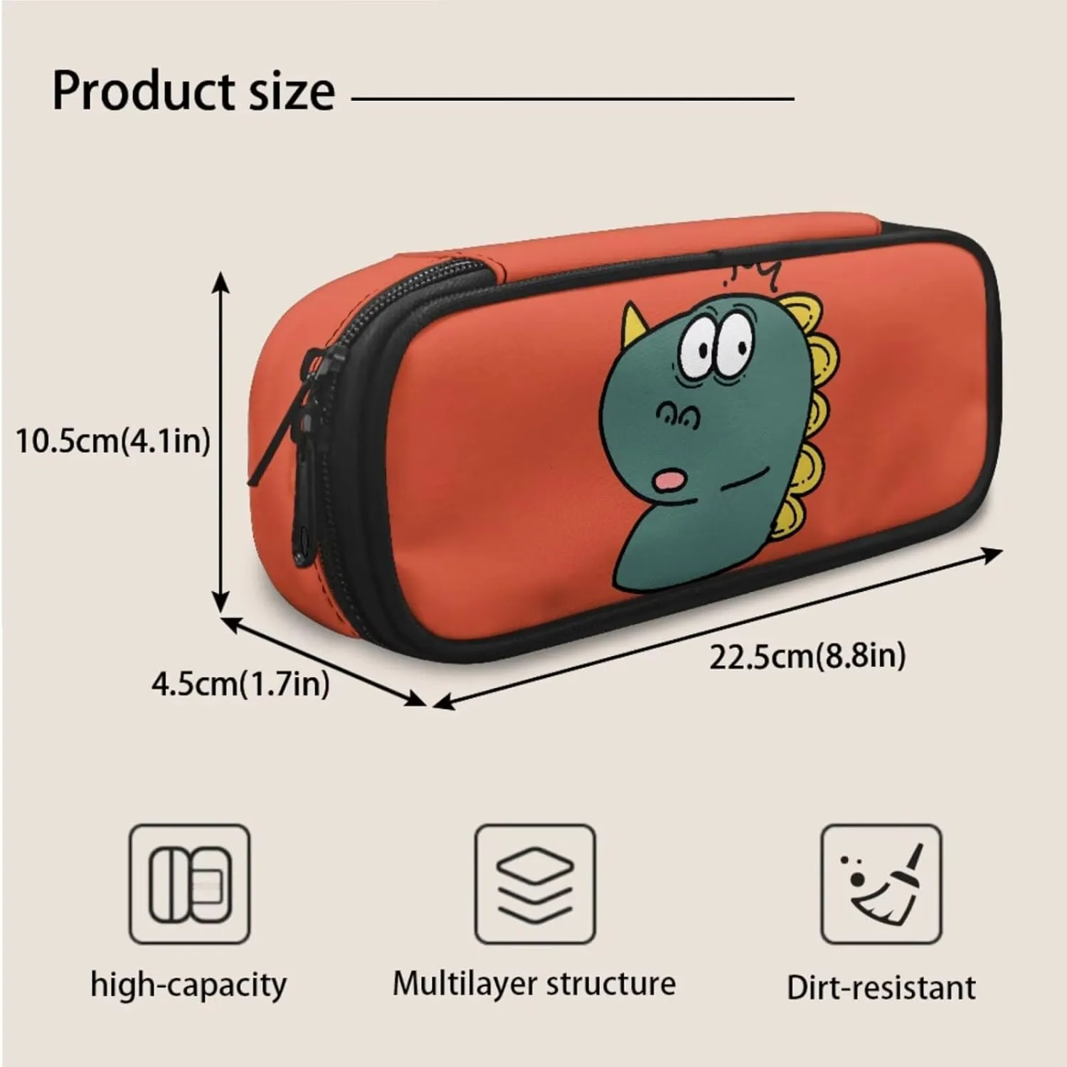 Cartoon Dinosaur Tail Print 3pcs School Backpack Set with Lunch Box & Pencil Case, Lightweight 16.9 Inch Durable Backpack, Tote Bag with Shoulder Strap, Ideal for School Travel Picnic