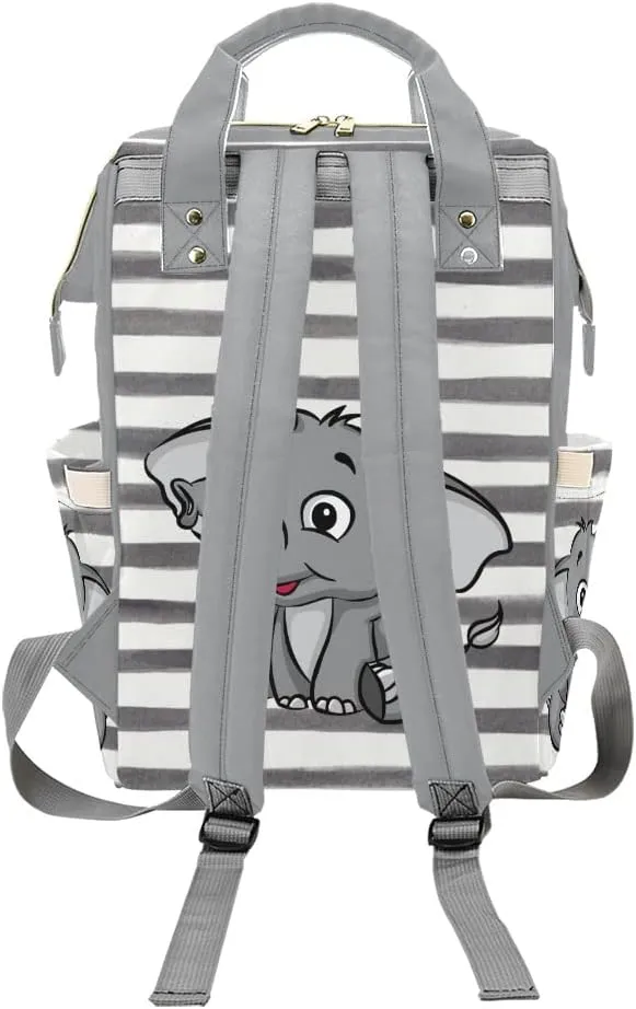 Cartoon Elephant Personalized Diaper Backpack Custom Mommy Bag Unisex Travel Daypack for Mom Dad Boy Girl