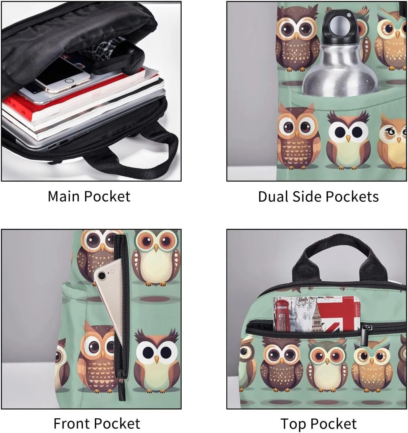 Cartoon Owls Cute Print Lightweight Backpack, Travel Bookbag College Bag,Laptop Backpack For Men Women