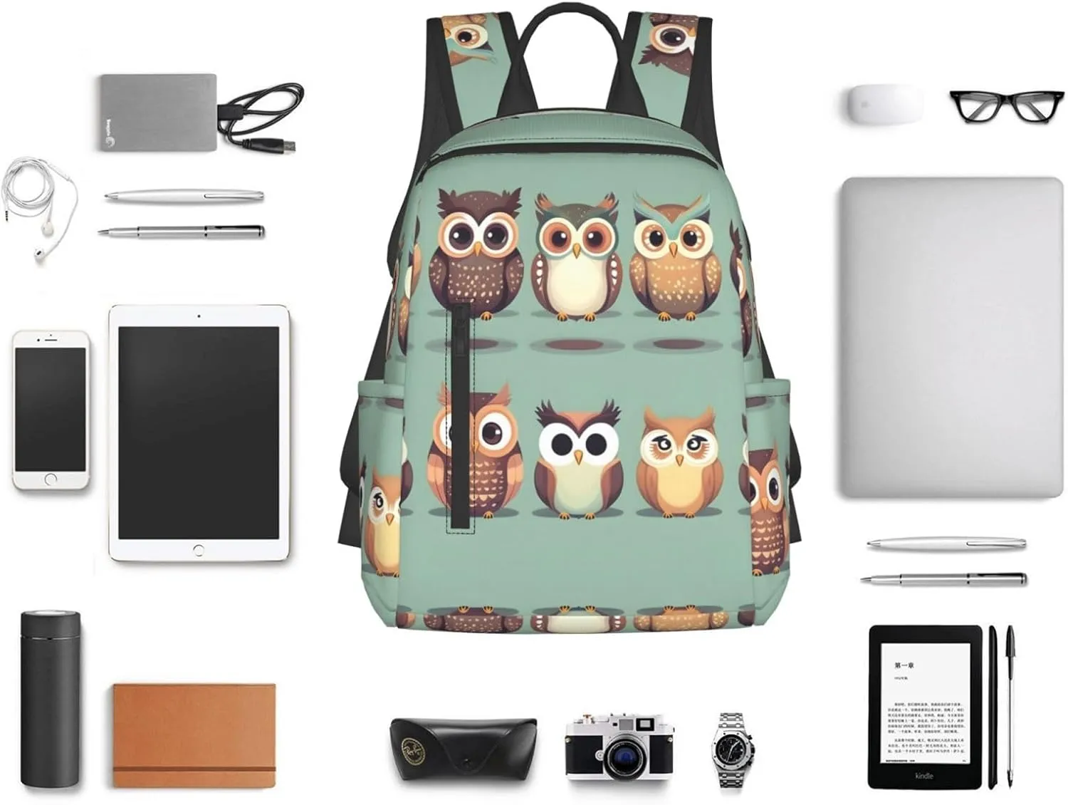 Cartoon Owls Cute Print Lightweight Backpack, Travel Bookbag College Bag,Laptop Backpack For Men Women