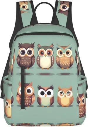 Cartoon Owls Cute Print Lightweight Backpack, Travel Bookbag College Bag,Laptop Backpack For Men Women
