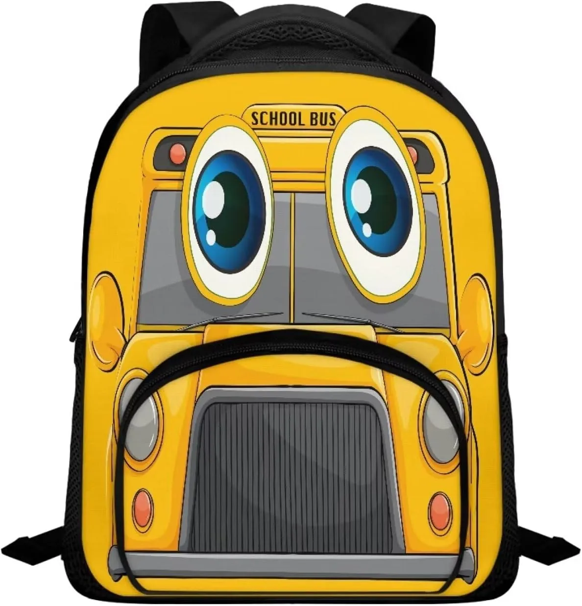 Cartoon School Bus Print Boys Girls Backpack Small Kids Backpack with Adjustable Shoulder Straps Cute Casual School Bookbag for Preschool Kindergarten Student