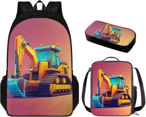 Cartoon Shovel Kids Travel Backpack for Airplane Kids School Bag 3-in-1 Bookbag Set Laptop Backpack Lunch Bag Pencil Case Gifts for Women Girls Boys MultiPurpose Book Bag