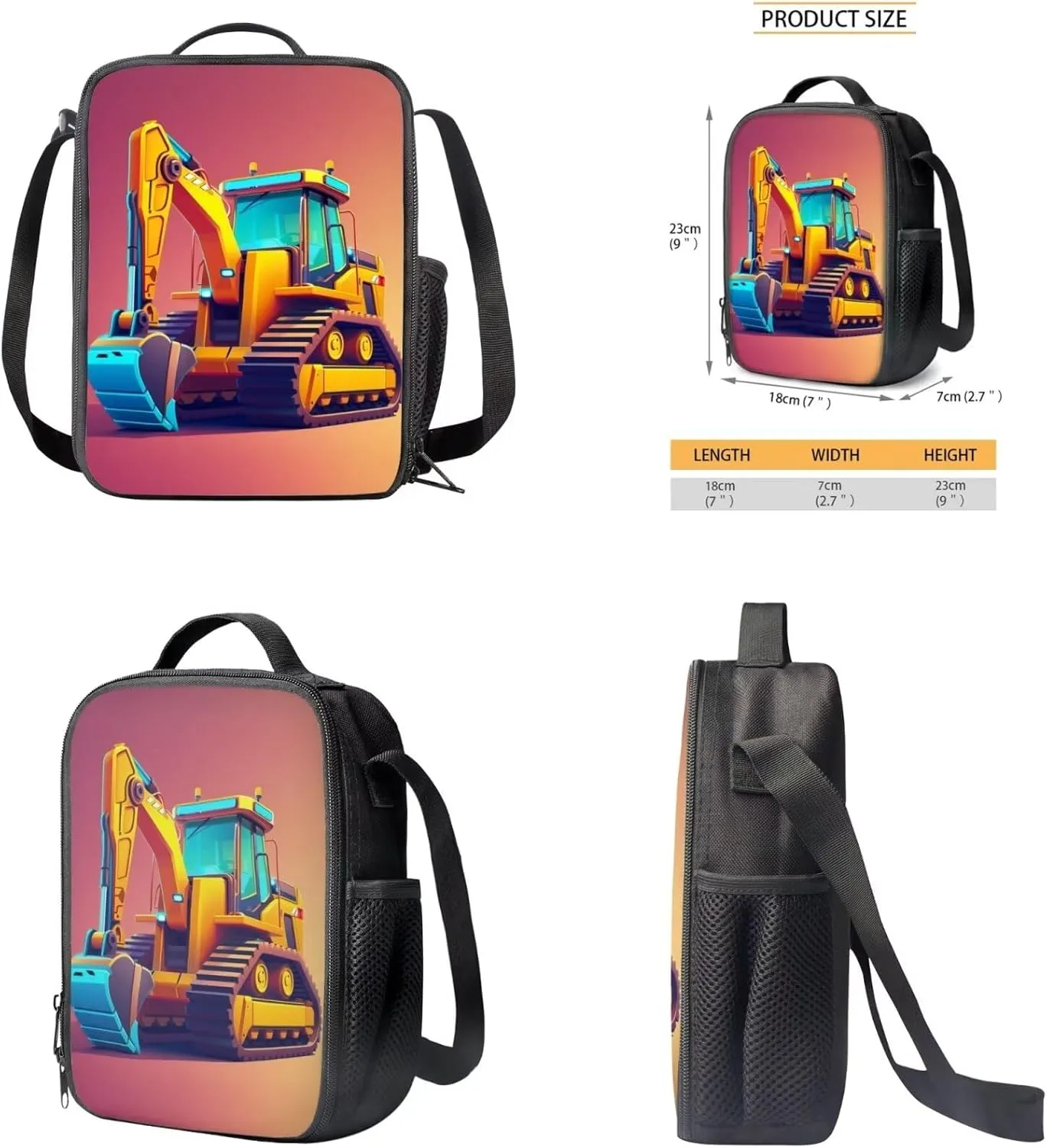 Cartoon Shovel Kids Travel Backpack for Airplane Kids School Bag 3-in-1 Bookbag Set Laptop Backpack Lunch Bag Pencil Case Gifts for Women Girls Boys MultiPurpose Book Bag