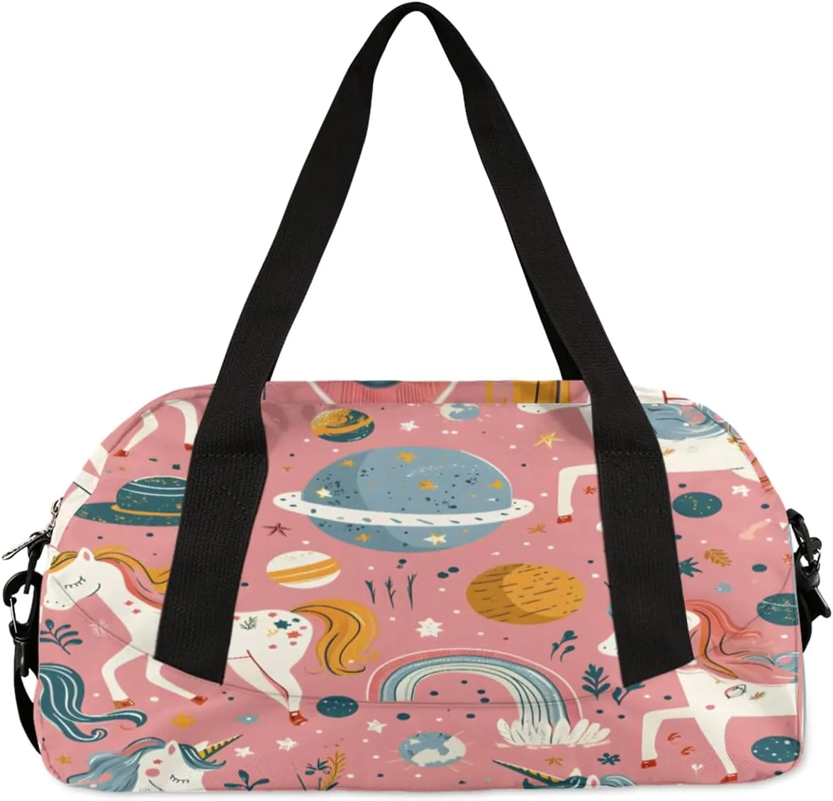 Cartoon Unicorn Kids Duffle Bag Boys Overnight Gym Bag Large Capacity Waterproof Carry On Weekender Bag with Adjustable & Removable Shoulder Strap for Travel Sport School