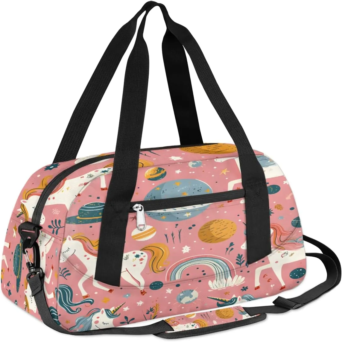Cartoon Unicorn Kids Duffle Bag Boys Overnight Gym Bag Large Capacity Waterproof Carry On Weekender Bag with Adjustable & Removable Shoulder Strap for Travel Sport School