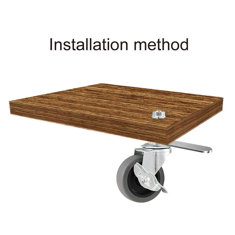 Caster Wheels, 3" Locking Swivel Stem Casters Set with Brake of 16, 3/8"-16 x 1 (Screw Diameter 3/8", Length 1") Rubber Casters with 360 Degree No Noise Wheels