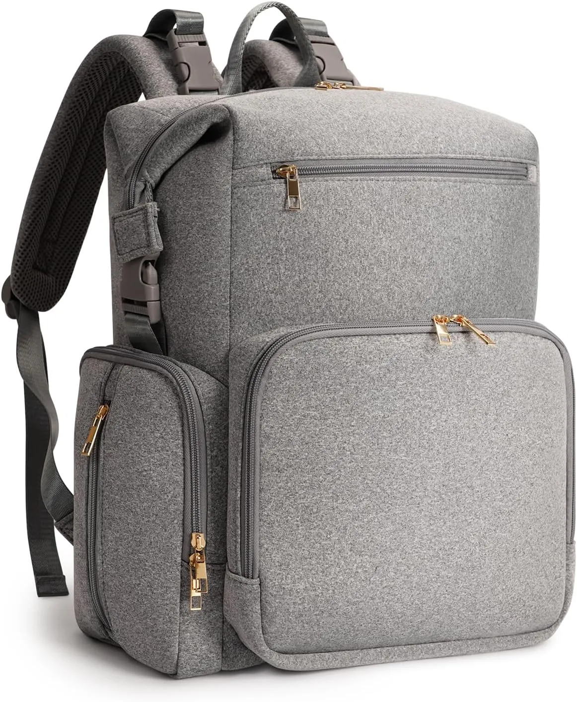 CEI-CEI Neoprene Diaper Bag Backpack with Insulated Pockets, Large Newborn Baby Maternity Bags Travel Tote with Changing Pad Mother‘s Day Gift (Grey)
