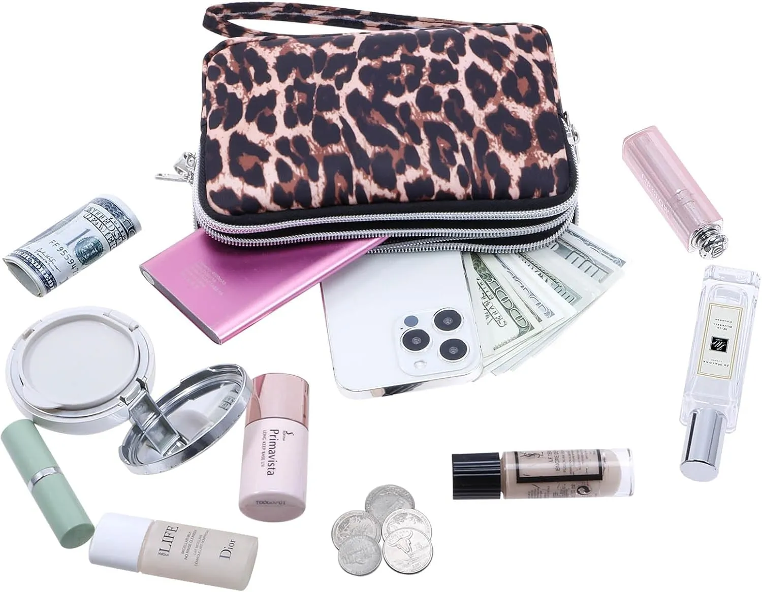 Cellphone Wristlet Wallets for Women Large Capacity Clutch Purse 3 Zipper Compartments 6 Card Slots Anti-water Handbag