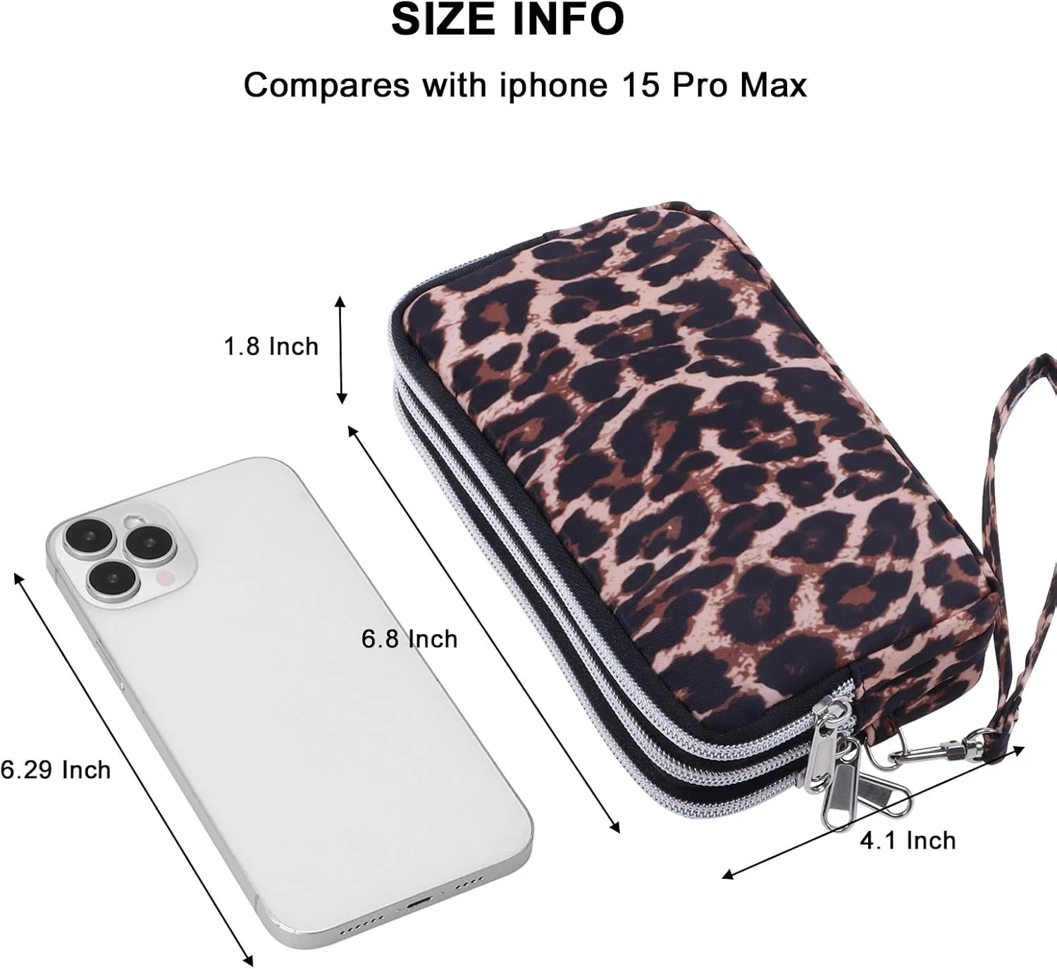 Cellphone Wristlet Wallets for Women Large Capacity Clutch Purse 3 Zipper Compartments 6 Card Slots Anti-water Handbag