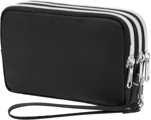 Cellphone Wristlet Wallets for Women Large Capacity Clutch Purse 3 Zipper Compartments 6 Card Slots Anti-water Handbag