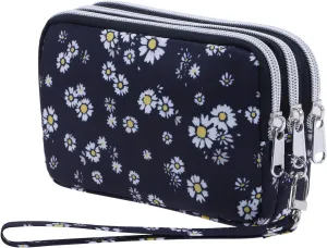 Cellphone Wristlet Wallets for Women Large Capacity Clutch Purse 3 Zipper Compartments 6 Card Slots Anti-water Handbag