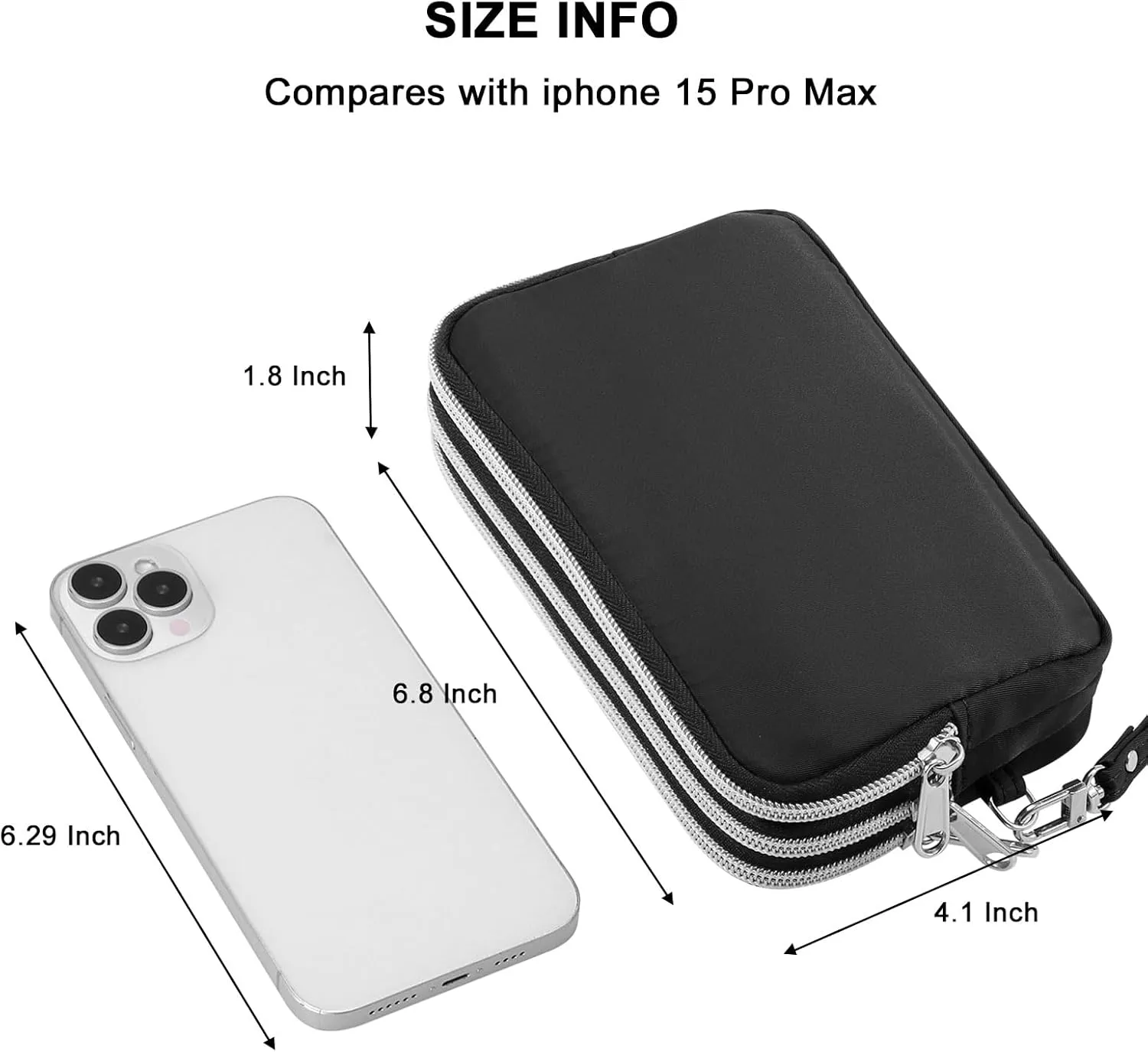 Cellphone Wristlet Wallets for Women Large Capacity Clutch Purse 3 Zipper Compartments 6 Card Slots Anti-water Handbag