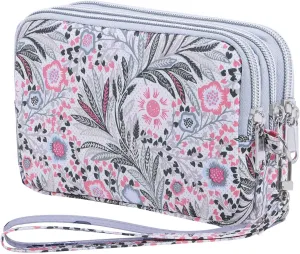 Cellphone Wristlet Wallets for Women Large Capacity Clutch Purse 3 Zipper Compartments 6 Card Slots Anti-water Handbag