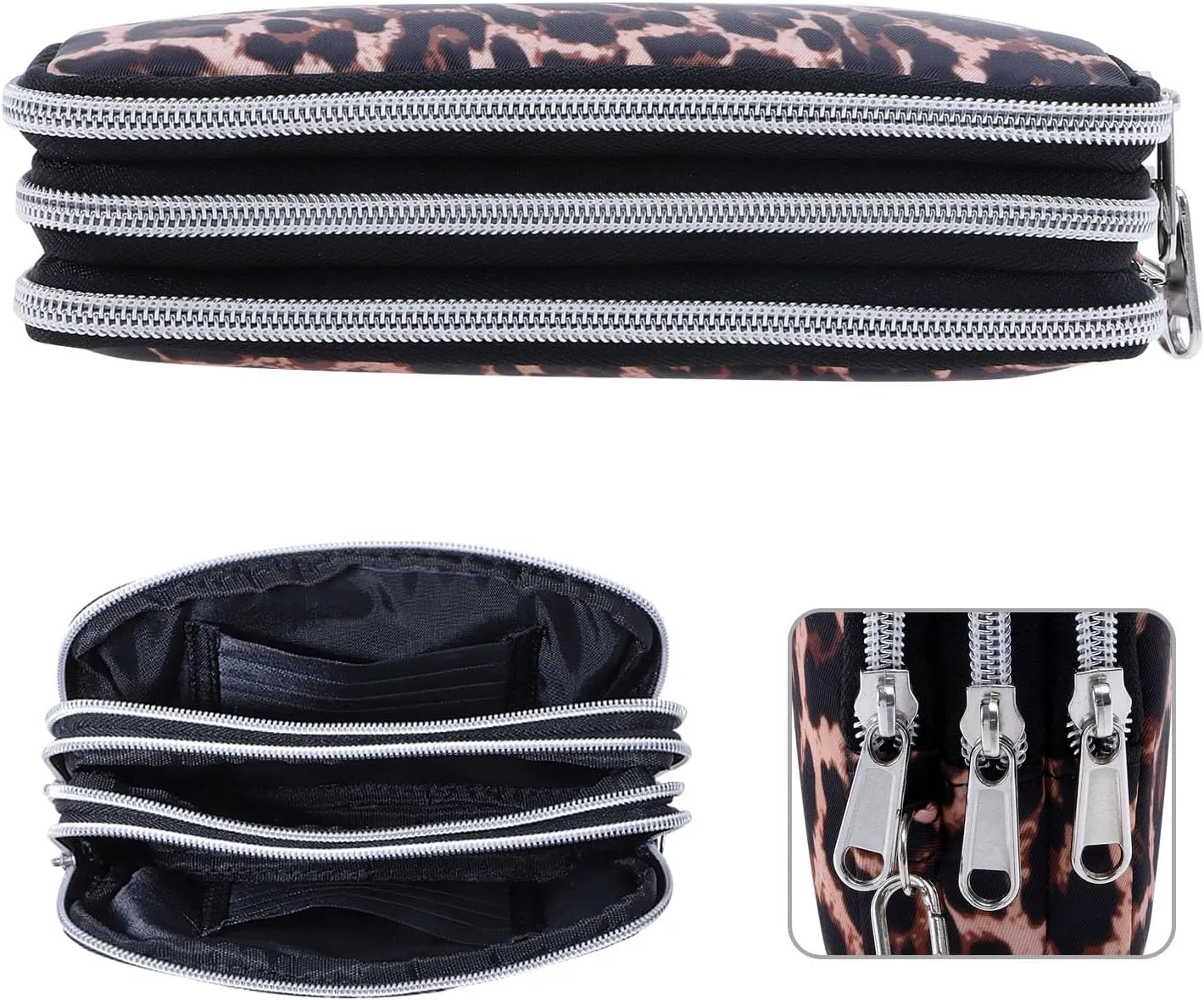 Cellphone Wristlet Wallets for Women Large Capacity Clutch Purse 3 Zipper Compartments 6 Card Slots Anti-water Handbag