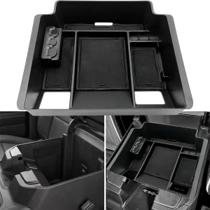 Center Console Organizer fit for GMC 2023 2024 2025 Sierra/Chevy Silverado 1500 Accessories, 2024-2025 2500HD 3500HD (Wireless Charger With Full Console w/Bucket Seats Only)