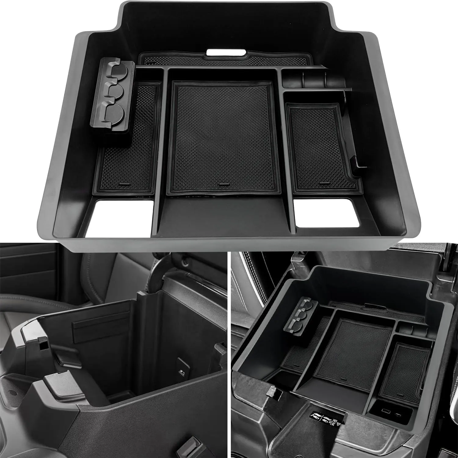 Center Console Organizer fit for GMC 2023 2024 2025 Sierra/Chevy Silverado 1500 Accessories, 2024-2025 2500HD 3500HD (Wireless Charger With Full Console w/Bucket Seats Only)