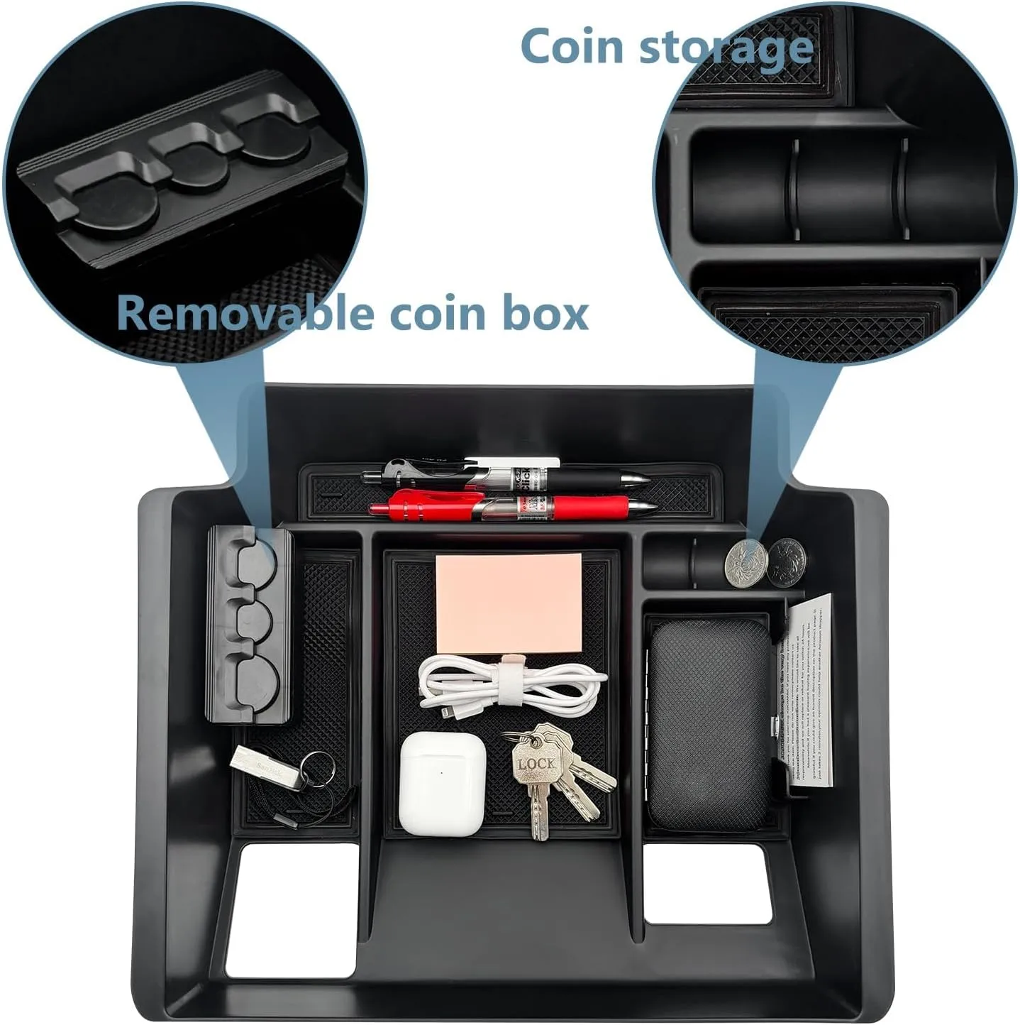 Center Console Organizer fit for GMC 2023 2024 2025 Sierra/Chevy Silverado 1500 Accessories, 2024-2025 2500HD 3500HD (Wireless Charger With Full Console w/Bucket Seats Only)