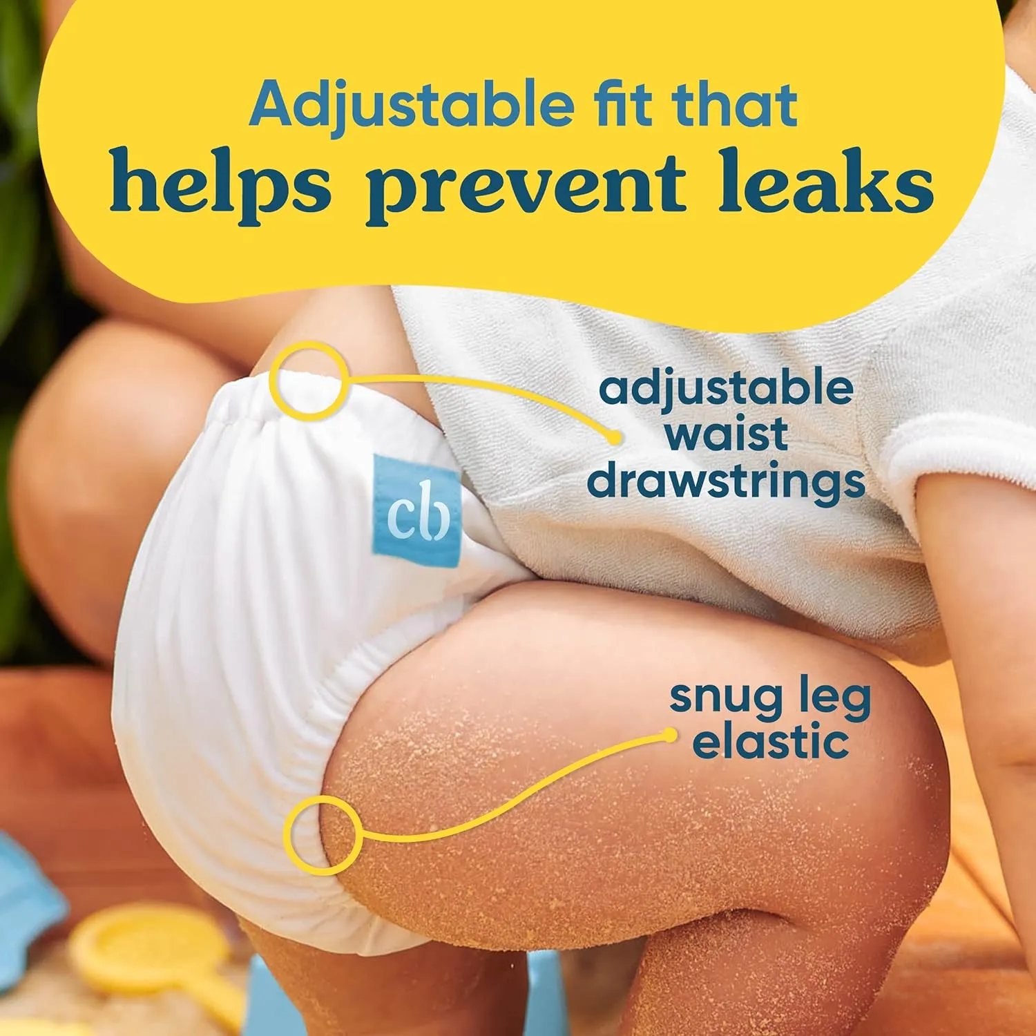 Charlie Banana Reusable Swim Diaper, Washable, Adjustable Drawstring for Baby Girls Boys, Soft and Snug Waterproof Fit to Prevent Leaks - Banana Fiesta, Size L (22-34 lbs.)