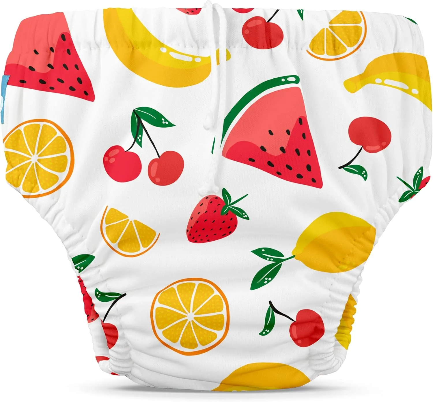 Charlie Banana Reusable Swim Diaper, Washable, Adjustable Drawstring for Baby Girls Boys, Soft and Snug Waterproof Fit to Prevent Leaks - Banana Fiesta, Size L (22-34 lbs.)
