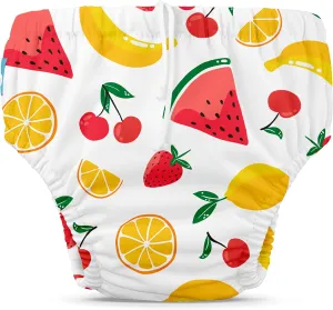 Charlie Banana Reusable Swim Diaper, Washable, Adjustable Drawstring for Baby Girls Boys, Soft and Snug Waterproof Fit to Prevent Leaks - Banana Fiesta, Size L (22-34 lbs.)