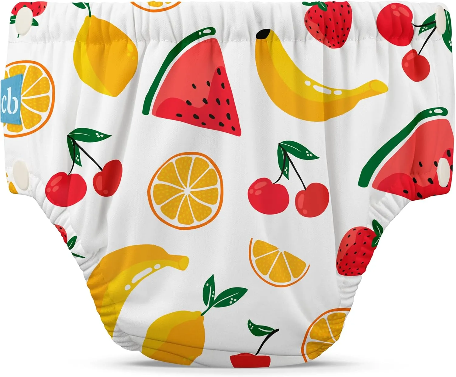 Charlie Banana Reusable Swim Diaper, Washable, with Easy On and Off Snaps for Baby Girls Boys, Soft and Snug Waterproof Fit to Prevent Leaks - Banana Fiesta, Size M (16-28 lbs)