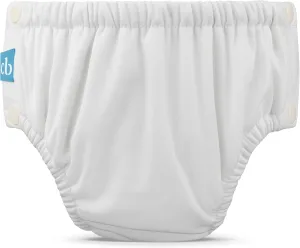 Charlie Banana Reusable Washable Swim Diaper, Easy On and Off Snaps for Baby Girls Boys, Soft and Snug Waterproof Fit to Prevent Leaks - White, Size M (16-28 lbs)