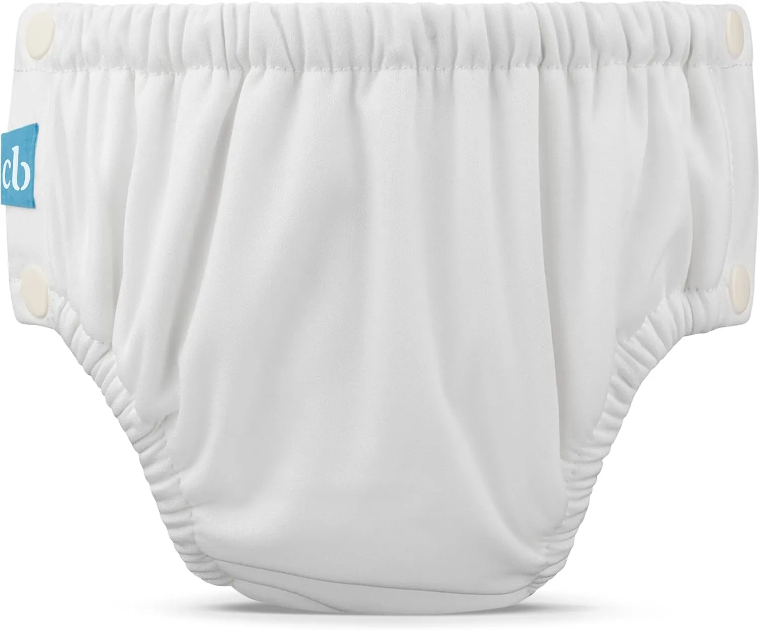 Charlie Banana Reusable Washable Swim Diaper, Easy On and Off Snaps for Baby Girls Boys, Soft and Snug Waterproof Fit to Prevent Leaks - White, Size M (16-28 lbs)