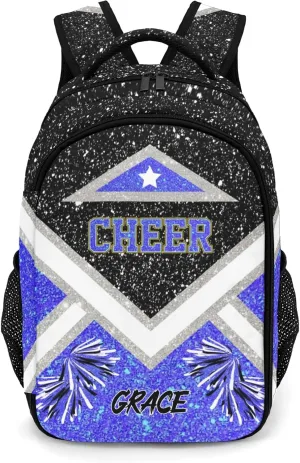 Cheer Cheerleader Black Klein Blue Backpack Waterproof Shoulder Laptop Bag for Sport Competition Training Coach Gift
