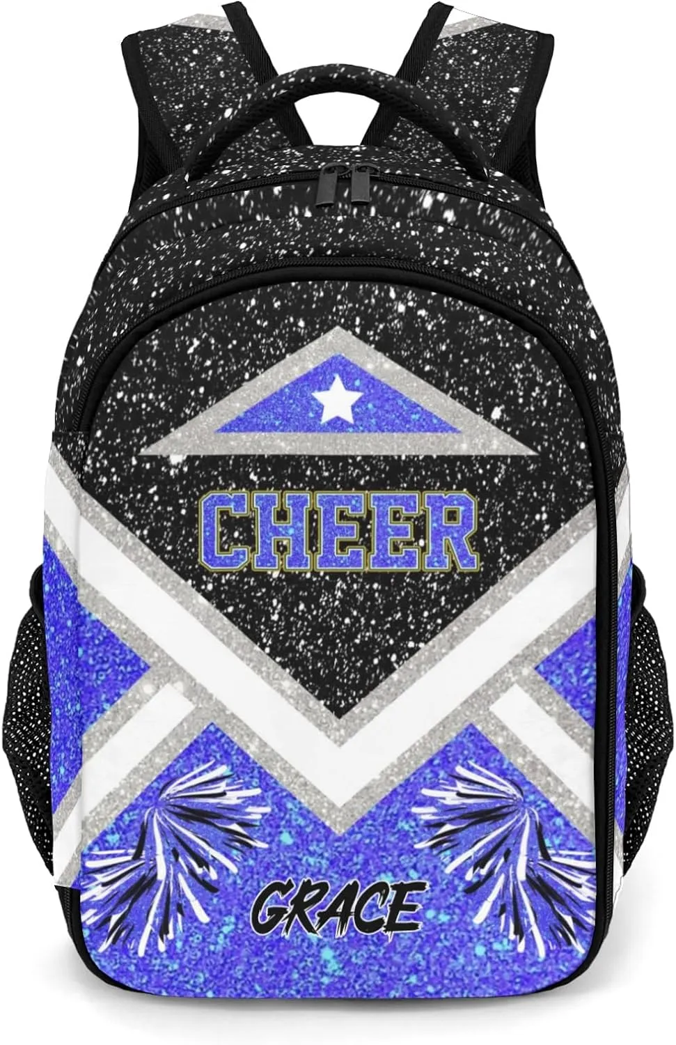 Cheer Cheerleader Black Klein Blue Backpack Waterproof Shoulder Laptop Bag for Sport Competition Training Coach Gift