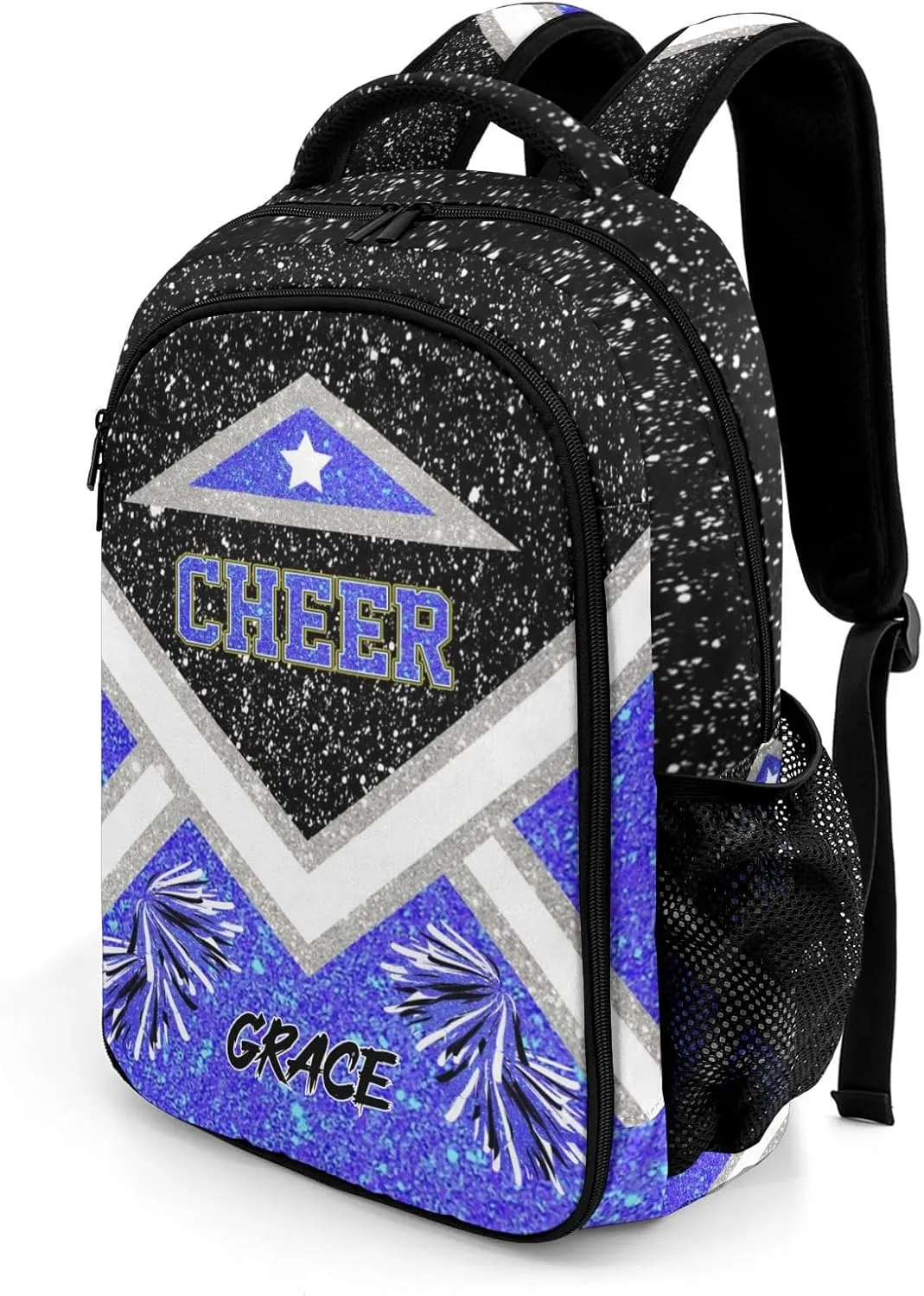 Cheer Cheerleader Black Klein Blue Backpack Waterproof Shoulder Laptop Bag for Sport Competition Training Coach Gift