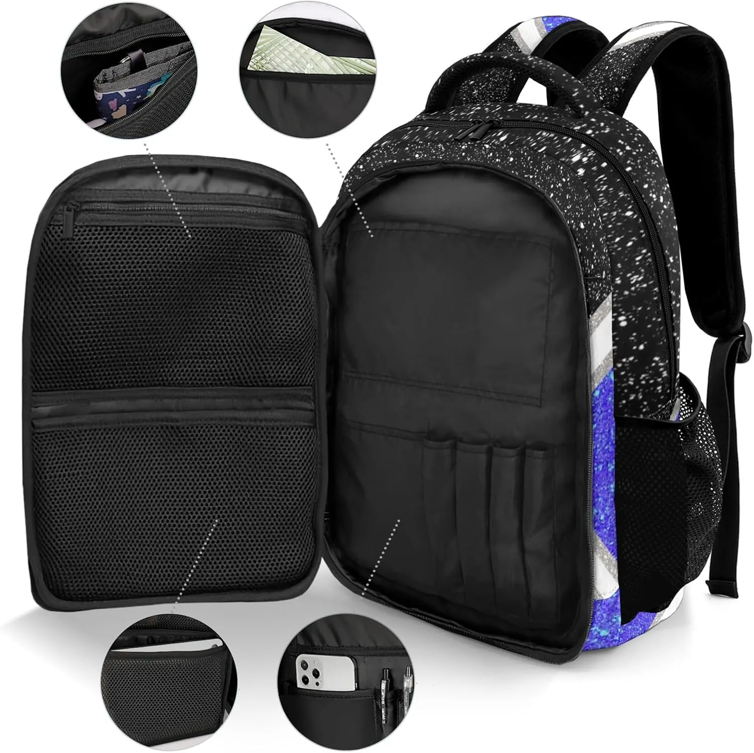 Cheer Cheerleader Black Klein Blue Backpack Waterproof Shoulder Laptop Bag for Sport Competition Training Coach Gift