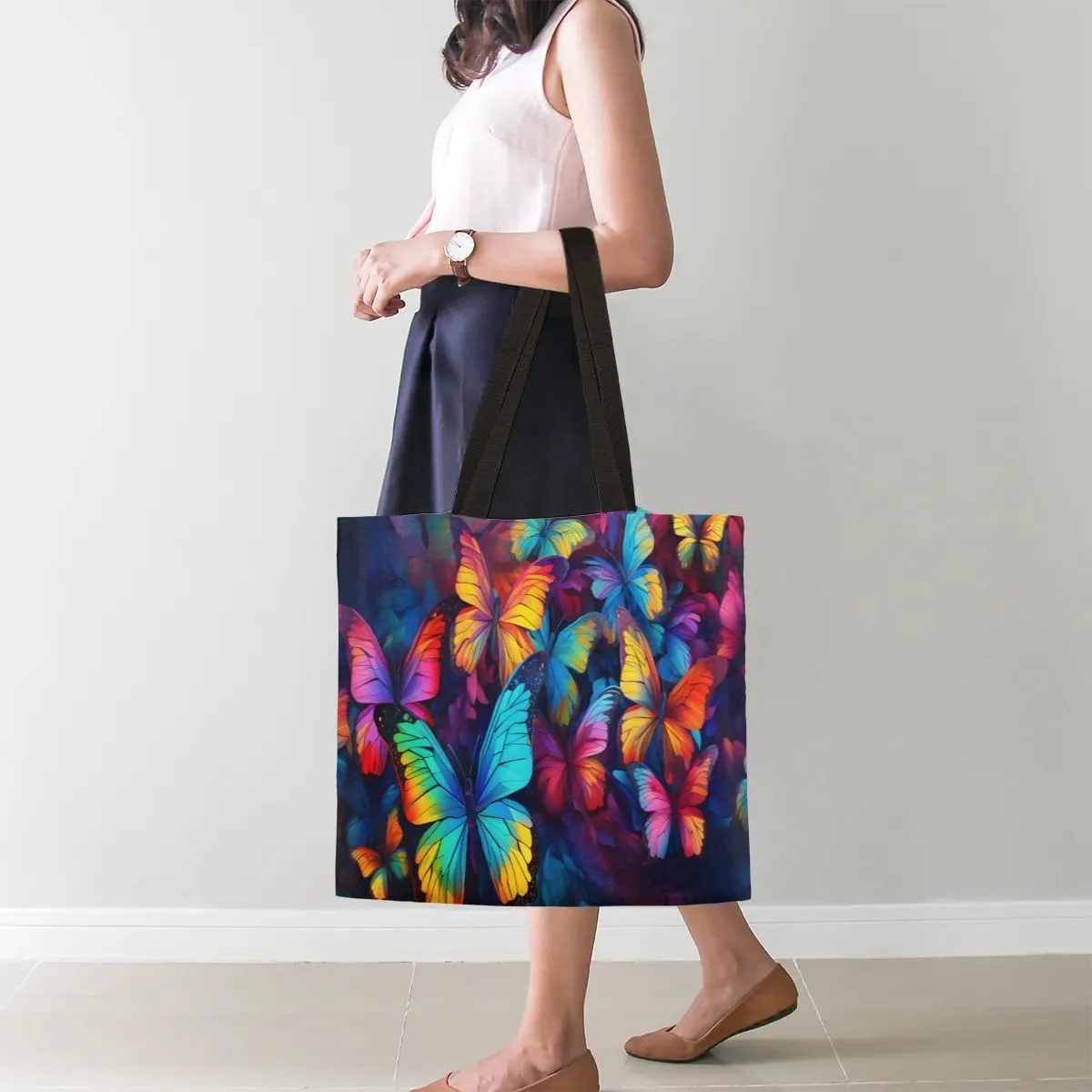 Cherry Blossom Cherries Canvas Tote Bag for Women Men Stylish Tote Handbag Shoulder Bag Reusable Grocery Bag