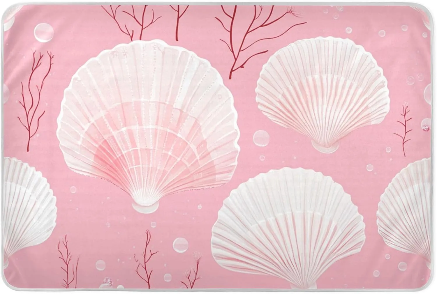 Chic Scallop Hot Pink Extra Large Resuable Diaper Mats Water Resistant Bed Wetting Sheet Portable Incontinence Pads for Baby Boys Girls 52" L x 34" W