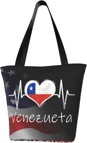 Chile Flag Heartbeat Fashion Shoulder Bag Large Capacity For Man Or Woman