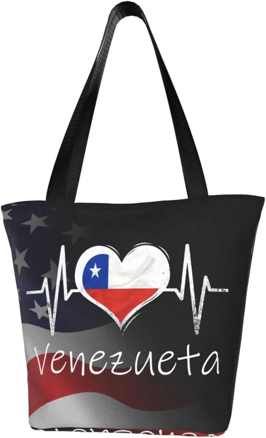 Chile Flag Heartbeat Fashion Shoulder Bag Large Capacity For Man Or Woman